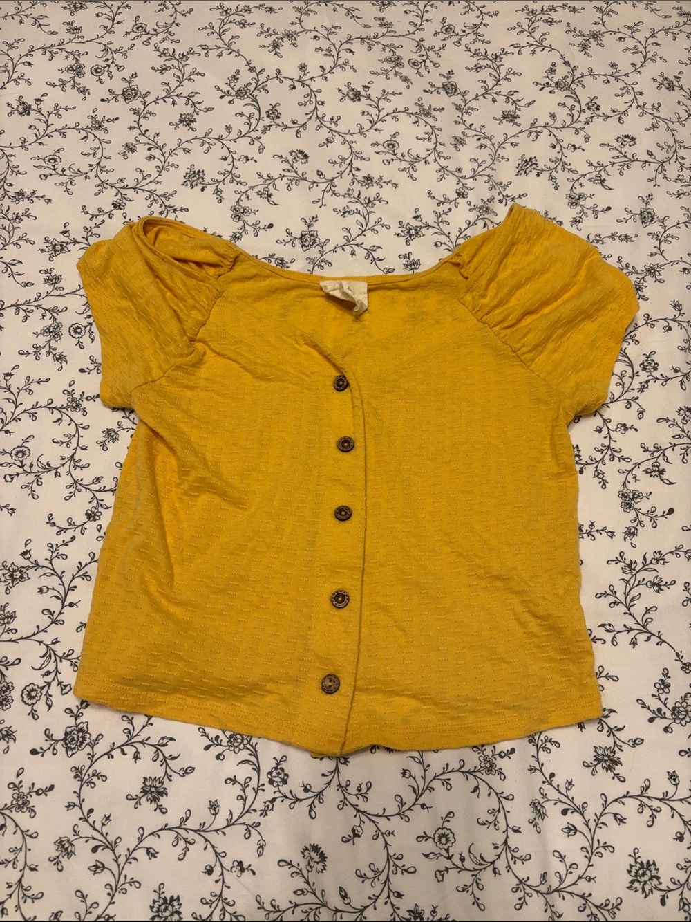 Harper Mustard Short Sleeve Button-Front Top